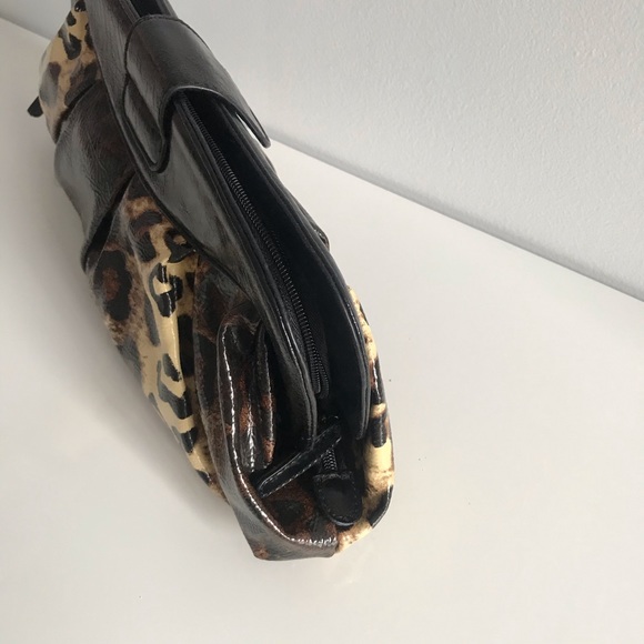NWOT Aldo Black Brown Leopard Large Clutch Bag - Picture 5 of 15